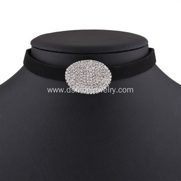 Black Velvet Crystal Stone Necklace Statement Luxury Choker